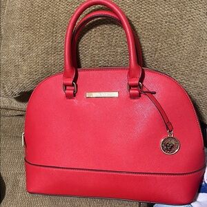Red Leather Handbag Anne Klein